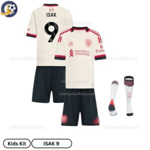 Lvr^_^pooI Away Kids Football Kit 202526 – ISAK 9 (With socks)-overview